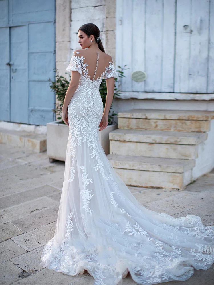 

Hi Shy Bride New simple wedding dress backless sleeveless design chiffon lace bride dresses princess dress plus size tailor-made