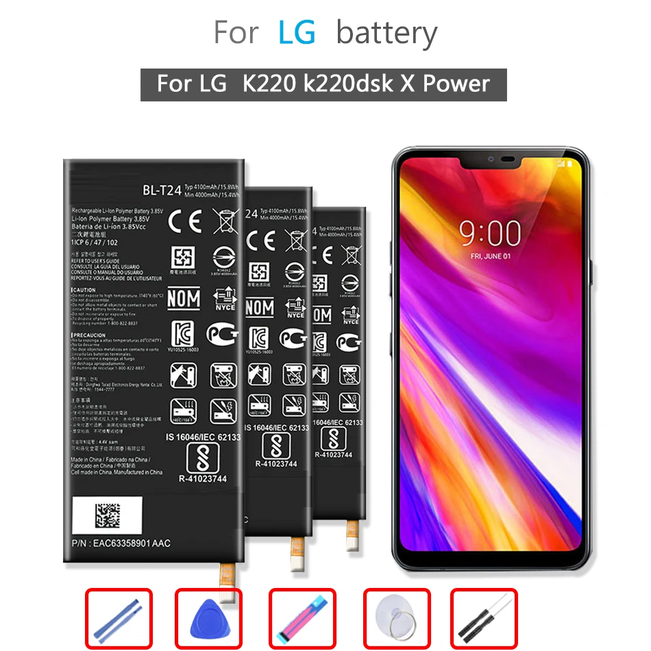 

4100mAh BL-T24 Mobile Phone Battery For LG K220 k220dsk X Power k220ds k220z k220dsz k220y ls755 BL T24 Bateria + Free tool