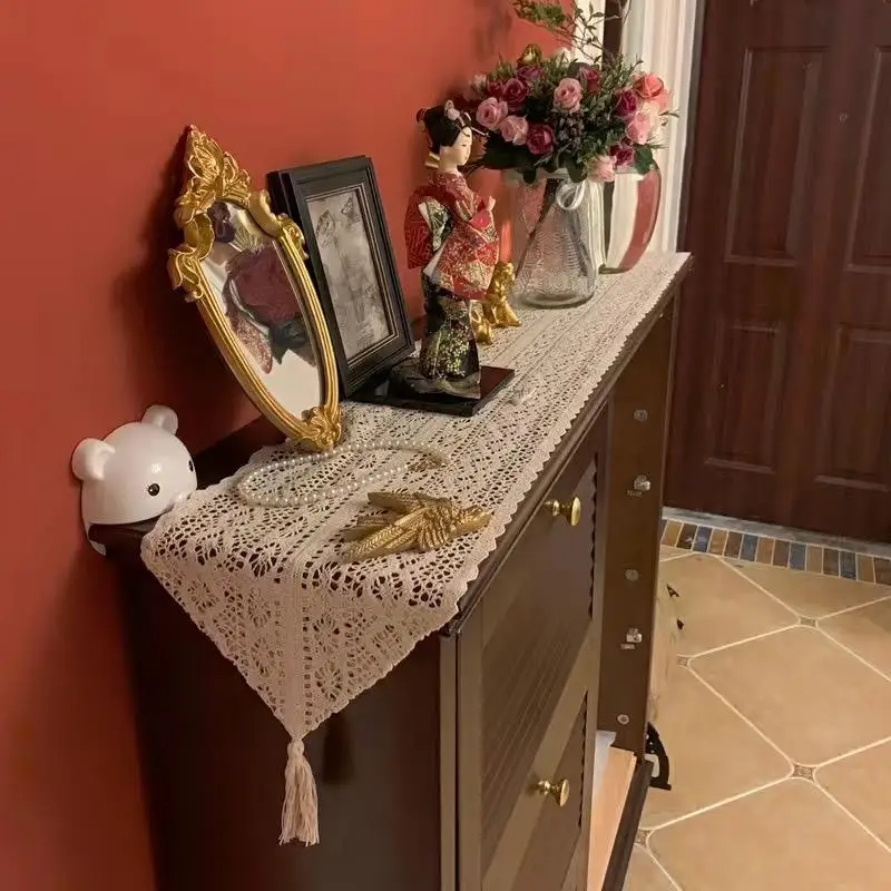 

American Country Style Hollow-out Table Cloth Decoration TV Cabinet Tea Table Shoe Cabinet Dust-Proof Photo Background