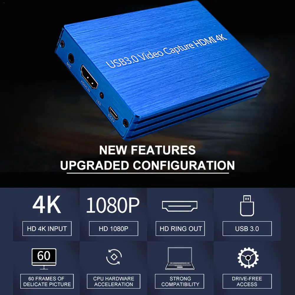 Высокое качество видеозахвата 4K HDMI Захват карты коробка USB 3 0 привод Бесплатная