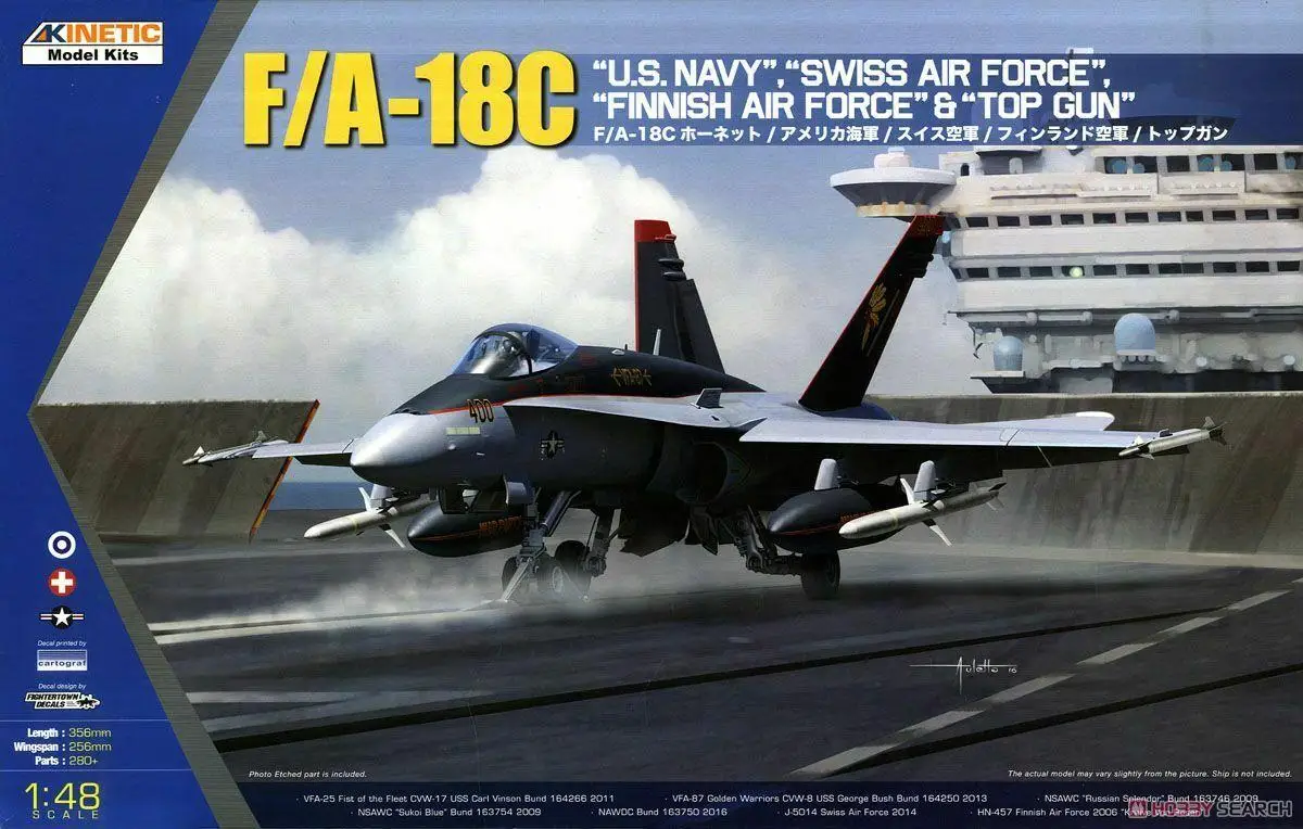 Kinetic K48031 1/48 F/A-18C US Navy Swiss Finnish Air Force &amp &quotTop Gun&quot | Игрушки и хобби