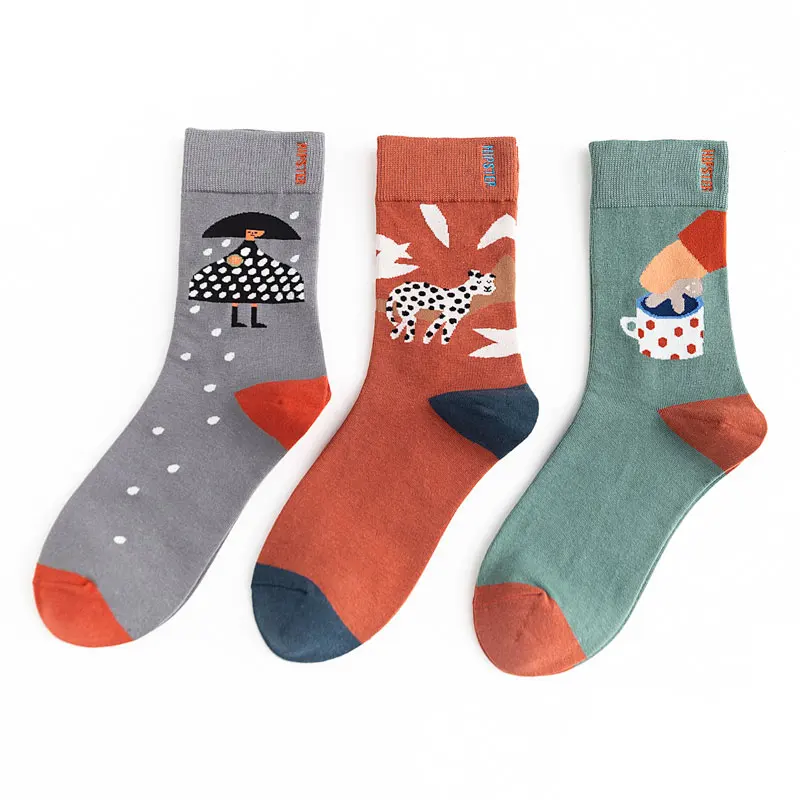 Унисекс стильные мужские Носки с рисунком 100 хлопок Harajuku цветные носки 1 пара