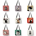 Индивидуальная сумка-тоут с принтом I Love Cat, многоразовая сумка для супермаркета, сумка для покупок для продуктов, женские сумки через плечо, пляжные уличные
