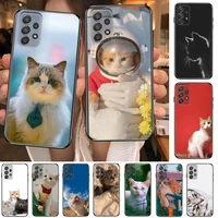funny cartoon cat phone case hull for samsung galaxy a70 a50 a51 a71 a52 a40 a30 a31 a90 a20e 5g a20s black shell art cell cove