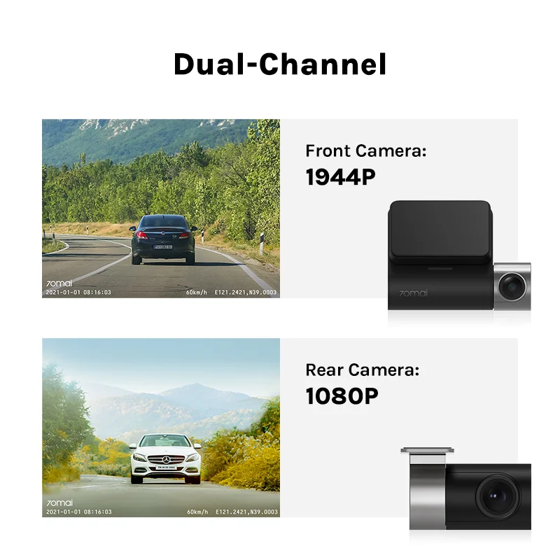 Видеорегистратор 70mai Dash Cam Pro Plus A500 A500S biult-in GPS для ADAS Автомобильный - Фото №1