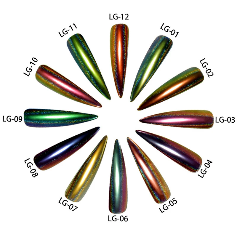 Фабрика ChunShu магазин лак-Хамелеон Голографический лазерный пигмент хромированный блеск для ногтей порошок в нейл-арте 12 цветов павлин пыль сделай сам