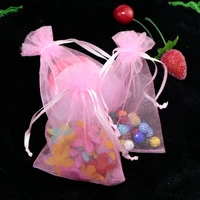 200pcs lots organza wedding party snack storage bag 8x10cm solid color earring jewelry bracelet packaging pouch customize logo