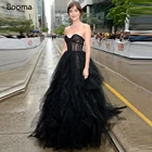 Женское вечернее платье с оборками Booma, Черное длинное Тюлевое платье-трапеция с иллюзией, с красной ковровой дорожкой