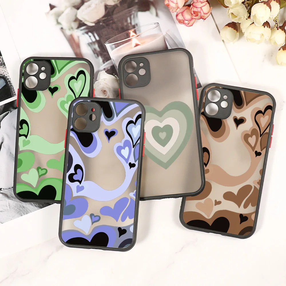 

Love Heart Case For Iphone 13 Pro Cases Iphone 12 Pro Max Hard Matte Cover Iphone 11 XR 7 8 Plus X Xs SE 2020 6 6s 13 Mini Funda