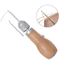 leather craft stitch sewing awl thread kit needles stitch leather fabric sewing awl stitcher sewing awl tools with wooden handle