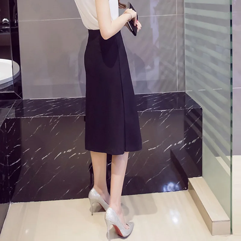 

Classic Collocation Clothes Chalaza Waist Double-deck Vent Irregular Half-body Skirt Elastic Force In Skirt