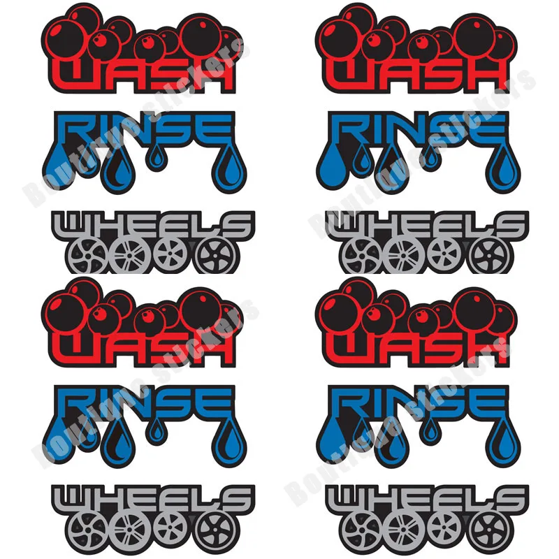 

4-piece Set Stylish Car Detail Cleaning and Wheel Vinyl Bucket Sticker Cleaning Decal Sticker Sunscreen Waterproof Car