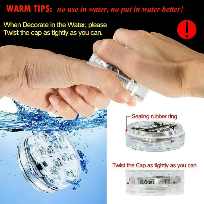 Mini Waterproof RGB LED diving Light Remote Control Underwater Fish tank Pool light Battery Aquarium Submersible Lights | Лампы и