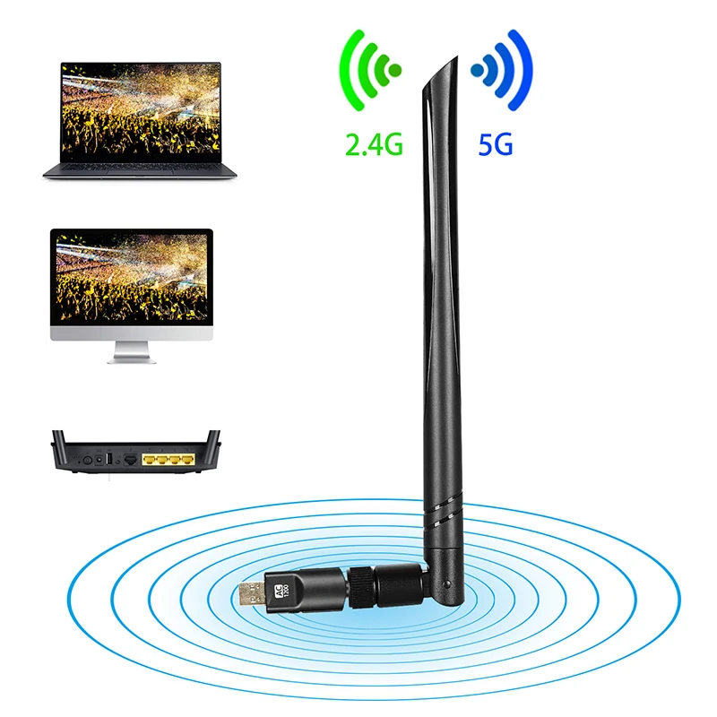 USB 3 0 1200M 2 4/5 GHz WiFi адаптер сетевой LAN Карта 802.11a/b/g/n/x/e/i|Компьютерные кабели и