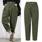 Женские вельветовые брюки с высокой талией, повседневные шаровары с карманами, стиль Харадзюку, Осень-зима 2021