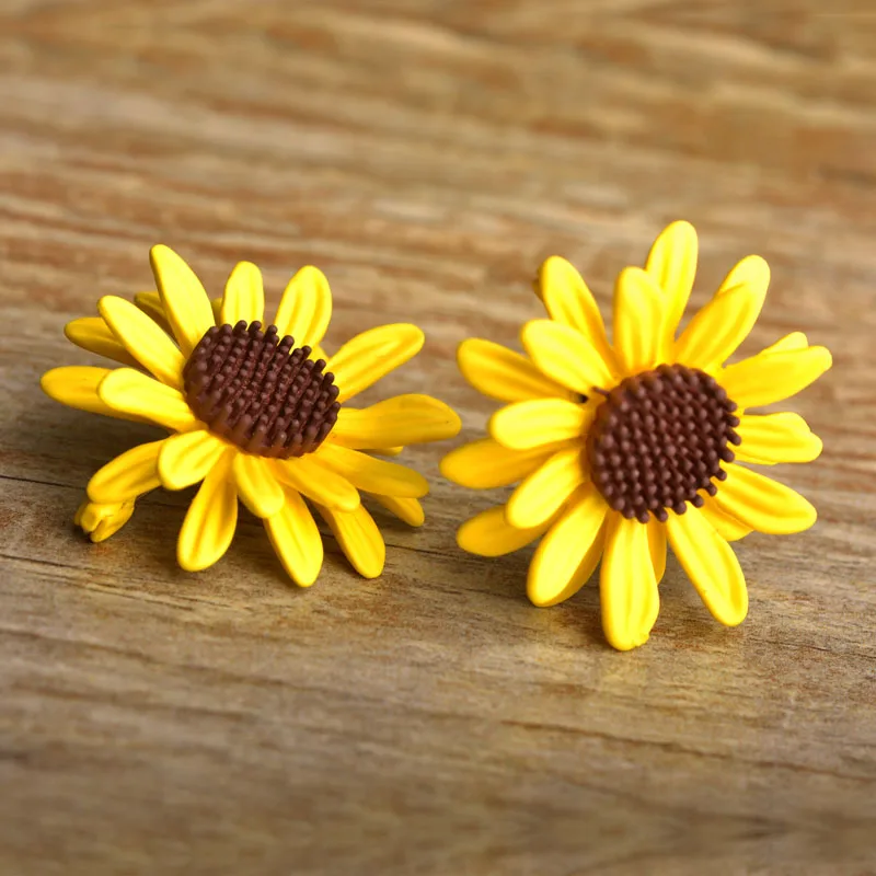 Женская Брошь в виде подсолнуха Корсажная брошь ярко-желтая эмалированная