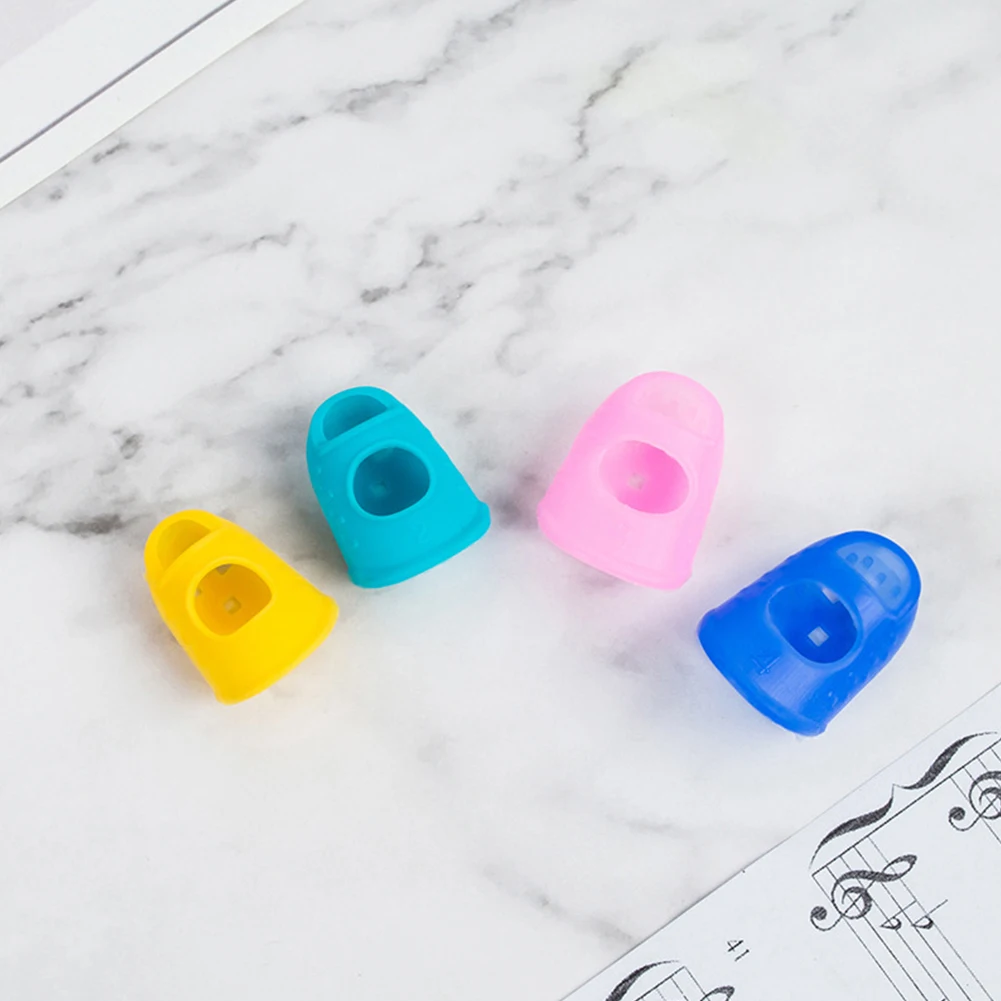 4 шт./компл. силиконовые Ukulele гитаре, расширитель для пальца, выбирает протектор Plectrum Fingertip наперсток палец защитные колпачки