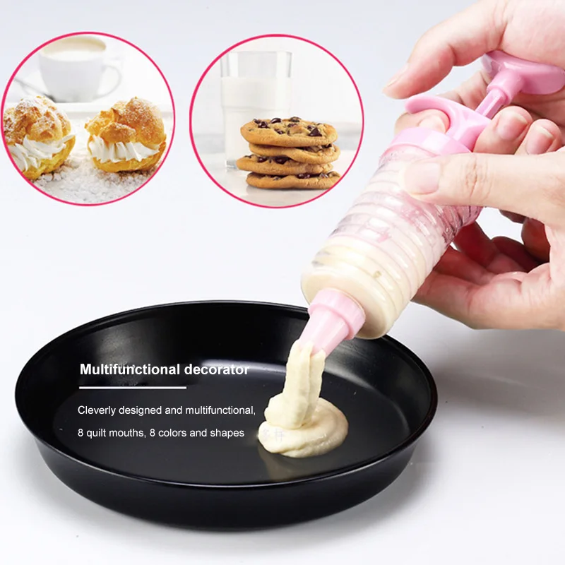 

1PC Pastry Decorating Gun Plastic Decorating Mouth Tube Cake Biscuit Flower Mounting Device Multi-shape Nozzle Set Baking Tools