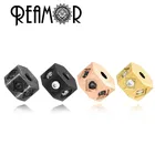 Роскошные бусины-разделители REAMOR из нержавеющей стали 316L с вакуумным покрытием, микро-инкрустация, черные циркониевые бусины для изготовления браслетов своими руками, ювелирных изделий