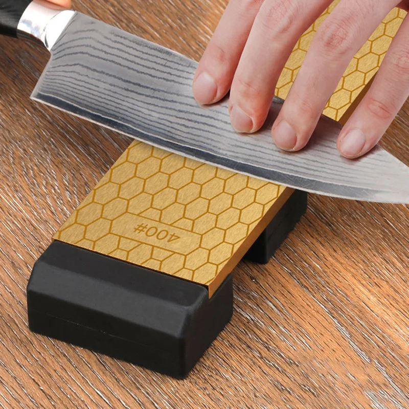 

Diamond Sharpening Stone 2 Side Grit 400/1000 Titanium Plating Diamond Plate Honing Stone 8-Inch Hone Sharpener