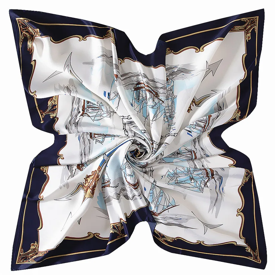 Роскошный бренд 2021 новый дизайн квадратный шарф с принтом парусника 130 см