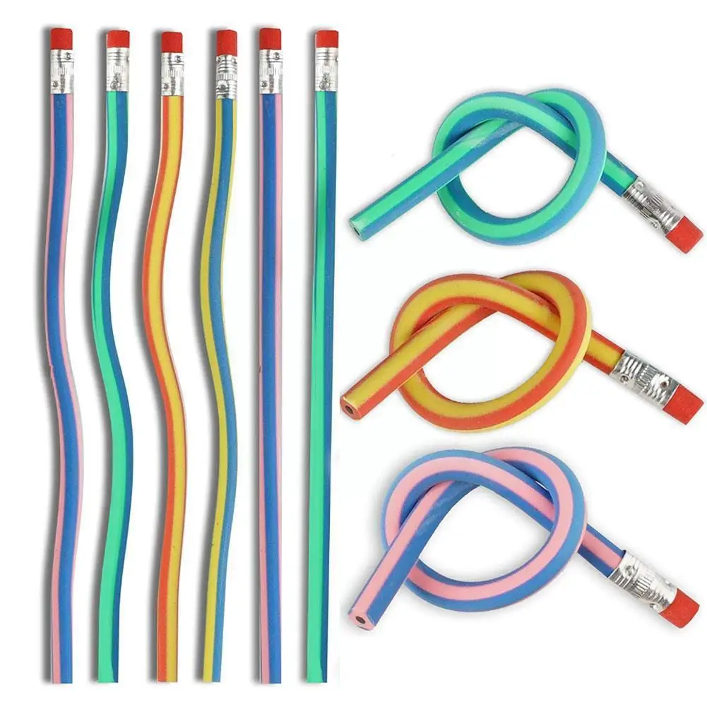 

10pcs Soft Flexible Bendy Pencils Magic Bend Kids Children Bendy Equipment Fun Flexible Pencil Colorful School Supplies Mag M7l2