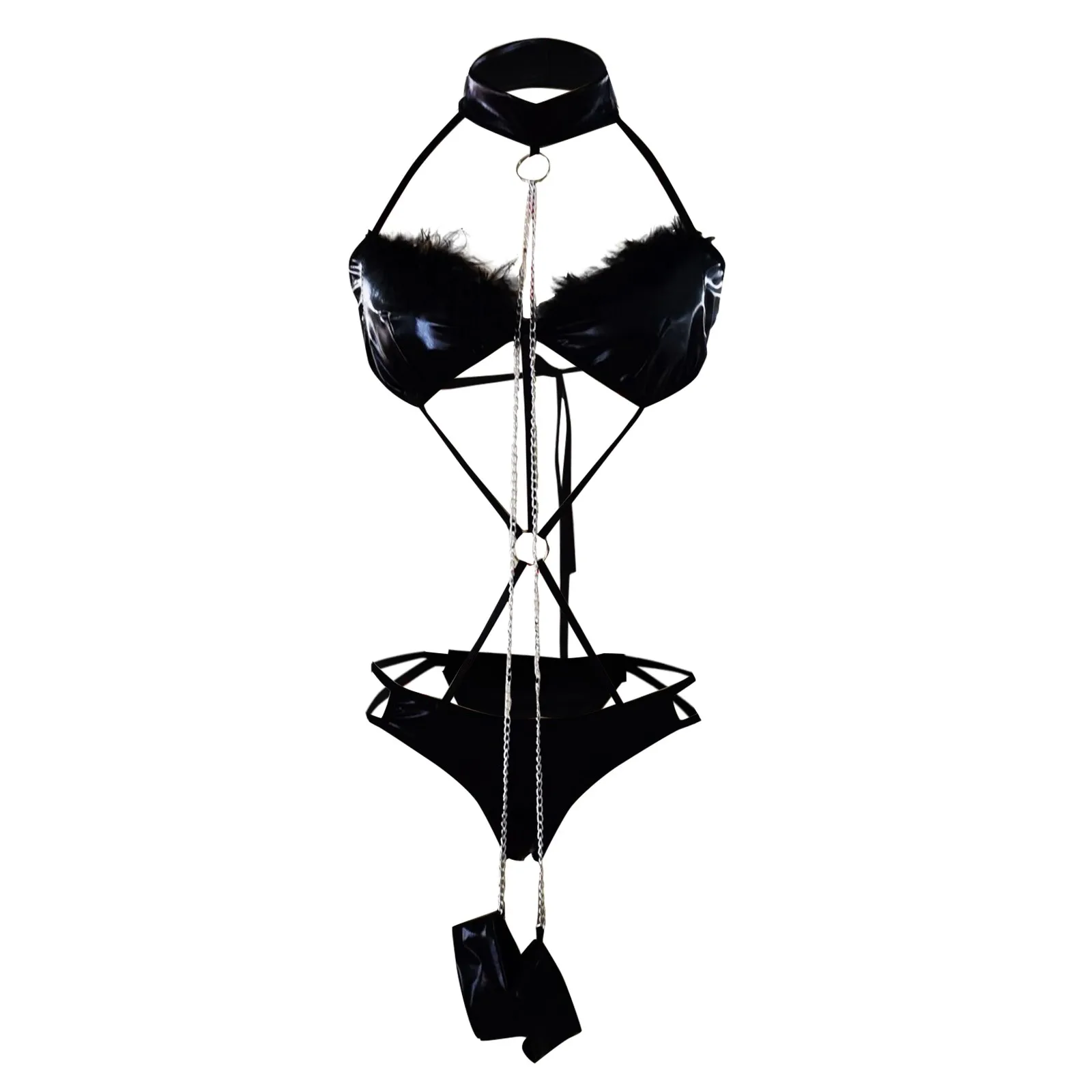 

Plus Size Sexy Lingerie Latex Women's Underwear Halter V-Neck Sexy Teddies Corsets Erotic Costumes Body Lenceria Mujer Bodysuit