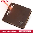 Кошелек KAVIS из натуральной кожи в стиле ретро для мужчин, тонкий держатель для банковских карт, удобный маленький чехол для кредитных карт с гравировкой