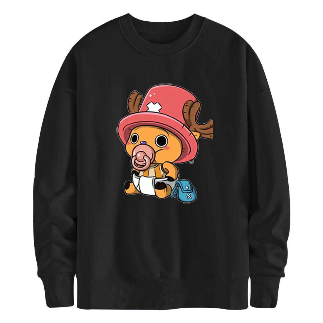 

Мужская цельная Толстовка Tony Chopper, с круглым вырезом, осенняя одежда, мужская повседневная толстовка, Черная