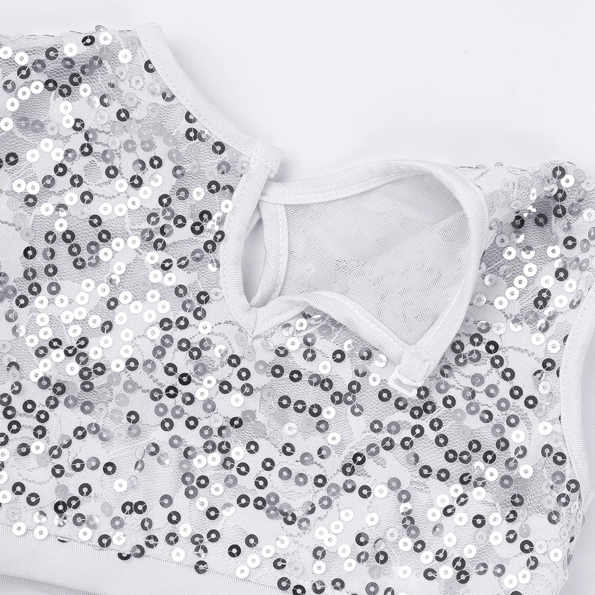 Детский укороченный топ без рукавов с блестками для девочек удлиненный подол