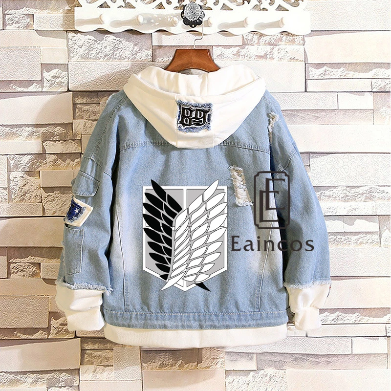 Коллекция 2021 года джинсовая куртка атака на Титанов для косплея разведчика