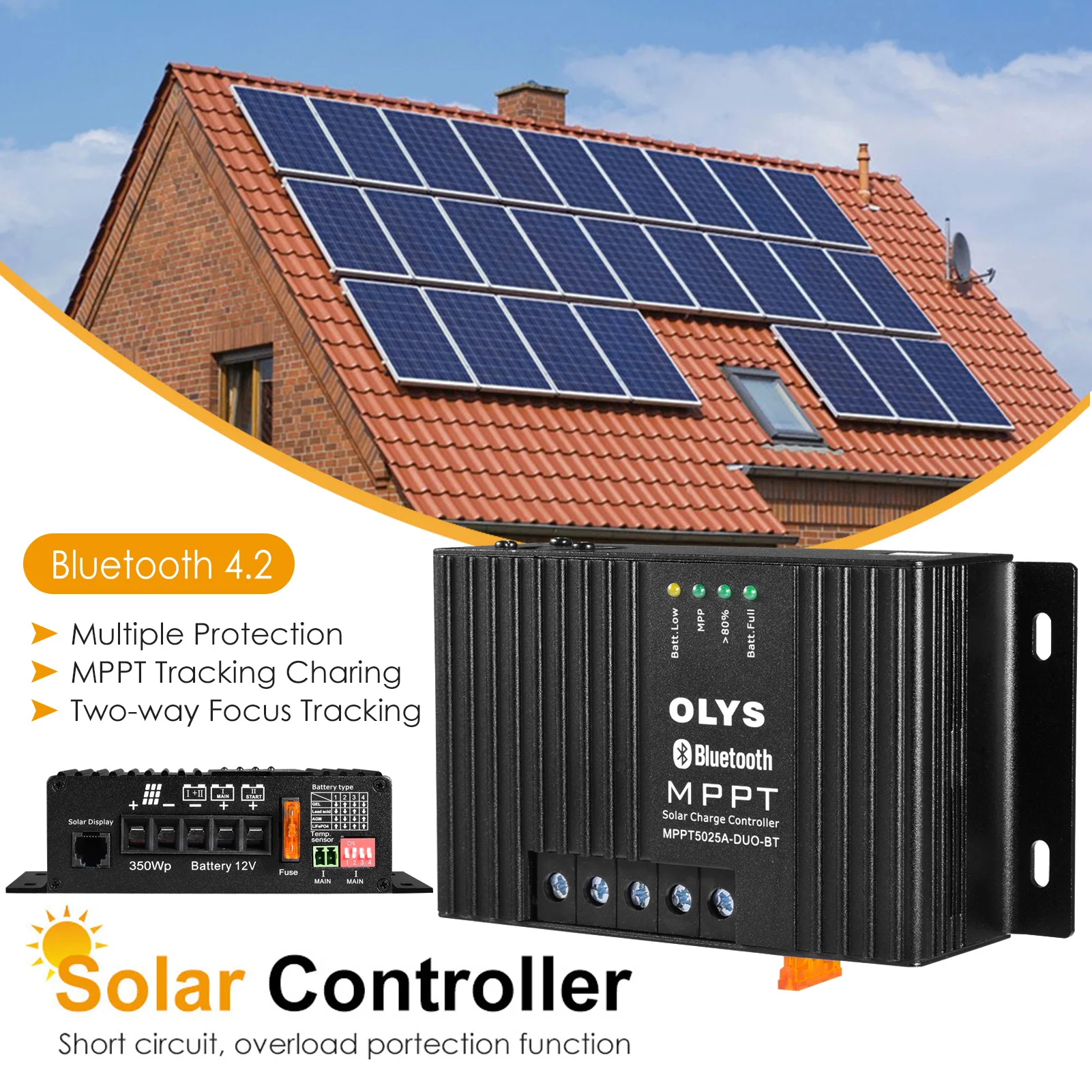 

Hot MPPT Solar Charge Controller With Bluetooth Solar Panel Battery Regulator 2 USB Port Switchable Charging Characteristic Line
