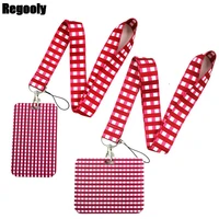 simple red lattice key lanyard car keychain id card pass gym mobile phone badge kids key ring holder jewelry decorations