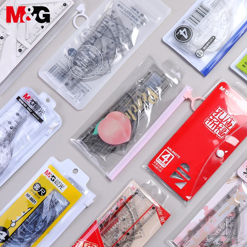 

M&G Soft Flexible/Aluminum Geometry Ruler Set Maths Drawing compass stationery Rulers Protractor mathematical compasses