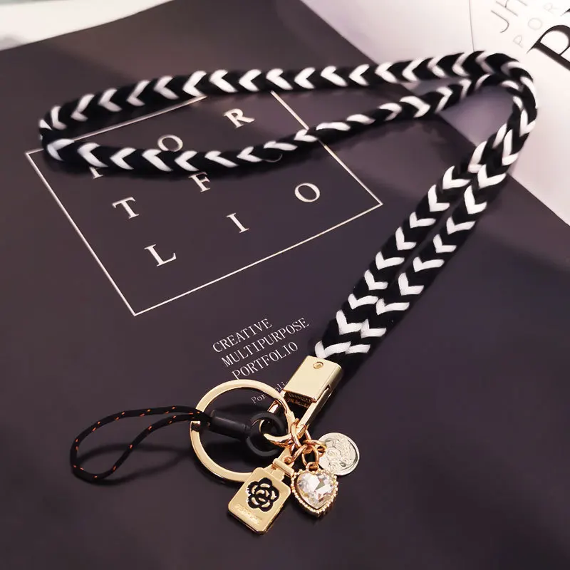Summer Hand-woven Key Lanyard, Mobile Phone Lanyard, Ladies Hand-woven Access Card Detachable Anti-lost Lanyard Jewelry Luxury
