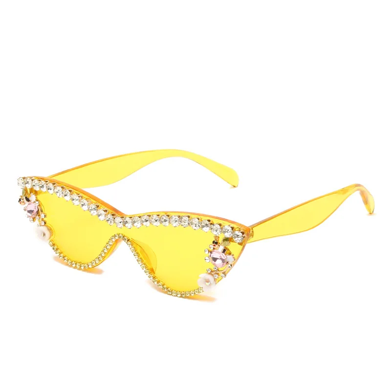 

Vintage Sexy Women Diamond Sunglasses 2020 Luxury Brand Designer Fashion Colorful Cat Eye Rhinestone Sun Glasses Oculos De Sol
