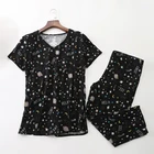 Милая и свежая Пижама, женская летняя Пижама с коротким рукавом, одежда для сна для полных женщин