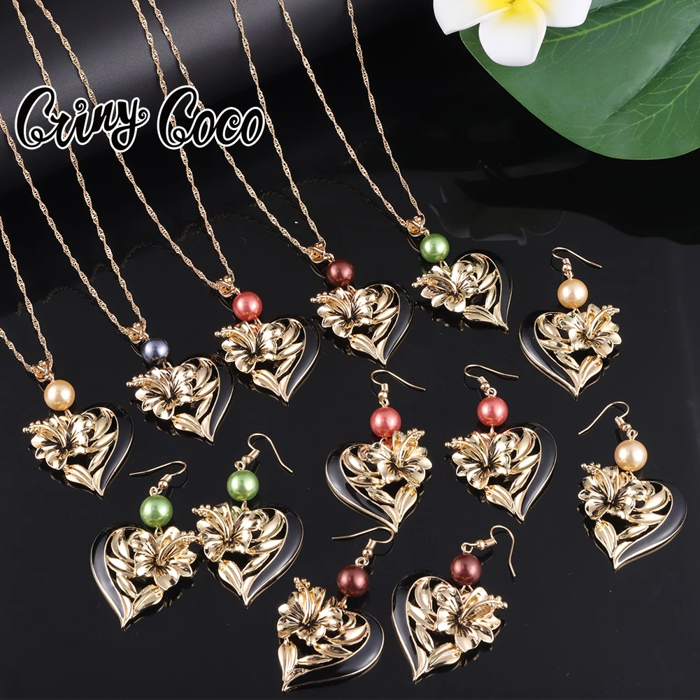 Ювелирные наборы Гавайские ювелирные изделия подвеска в форме сердца Золотая