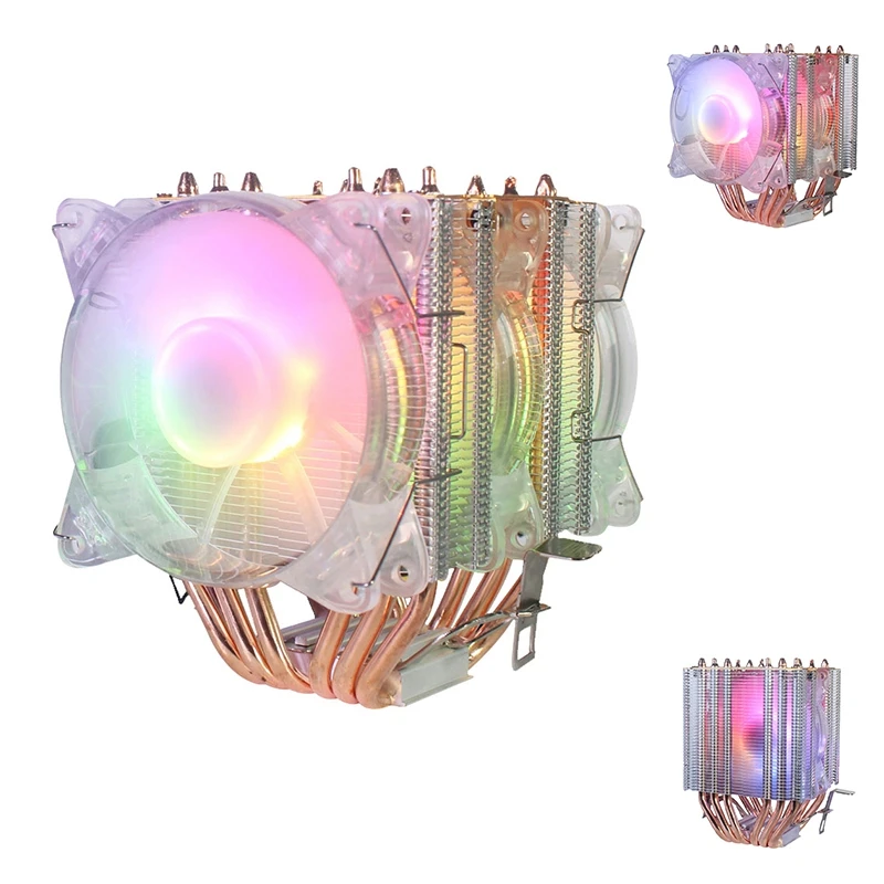 

6 Copper Tube CPU Radiator Chassis Fan Synchronous Lighting 1150 AMD1366 CPU Cooling Fan 2011 Crystal Light