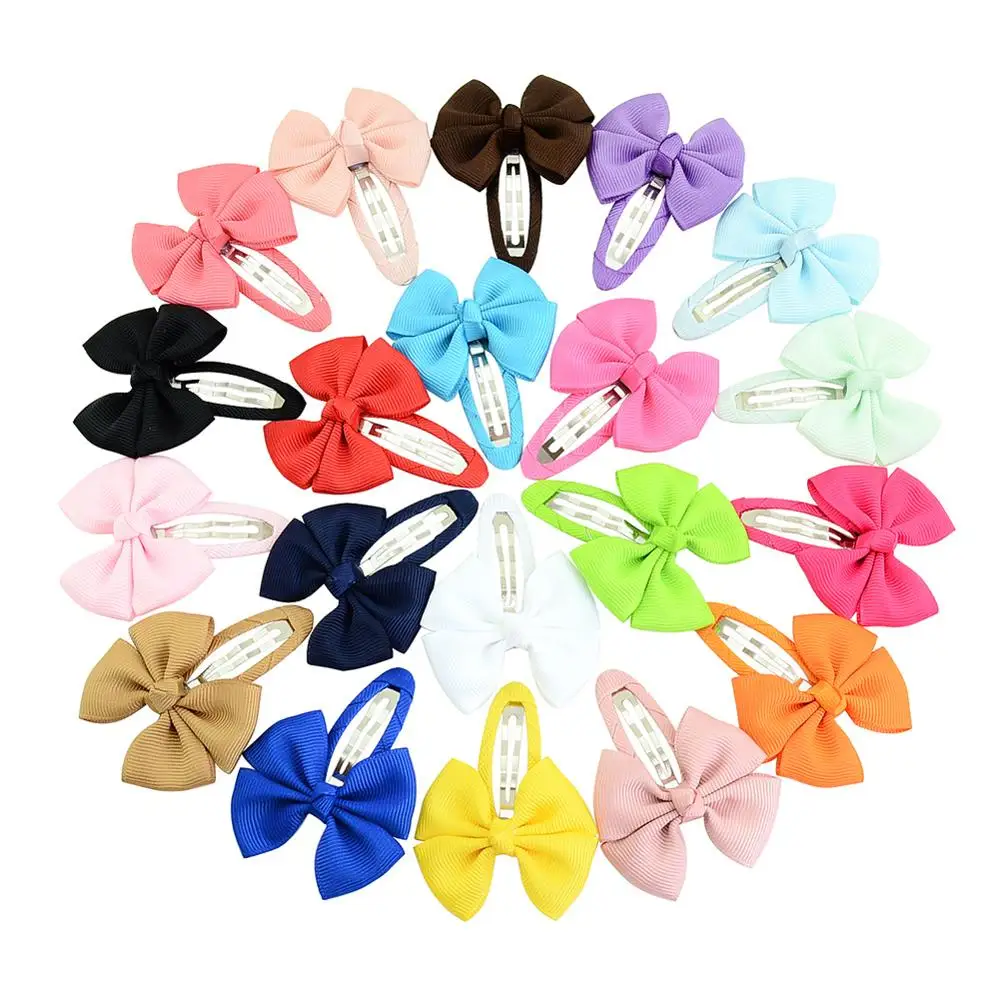 

20 Pcs/lot 2 inch Lovely Solid Grosgrain Ribbon Pinwheel Bows With Whole Wrapped Safety BB Clips Kids Hair Accessory 747