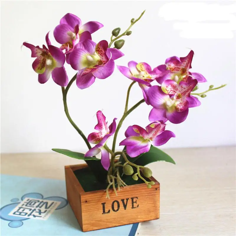 Пластиковый бонсай искусственный фаленопсис деревянная коробка (включая горшки)