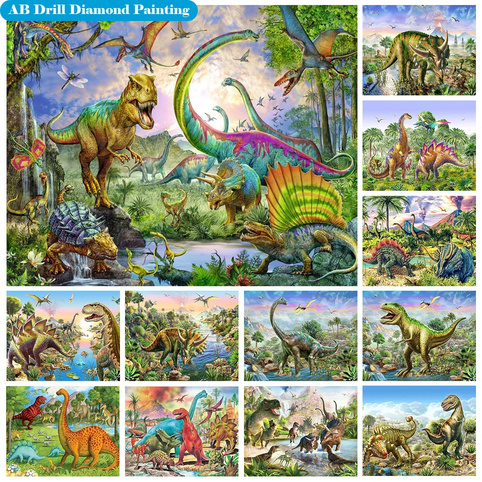 

AB Diamond Painting Dinosaur 5D DIY Full Square New Arrival Diamond Embroidery Animals Mosaic Cross Stitch Handmade Gift