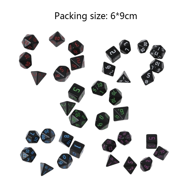 

7 Pcs Resin Polyhedral Dices Numbers for DND RPG MTG Dials Desktop Table Board Game Dice H053