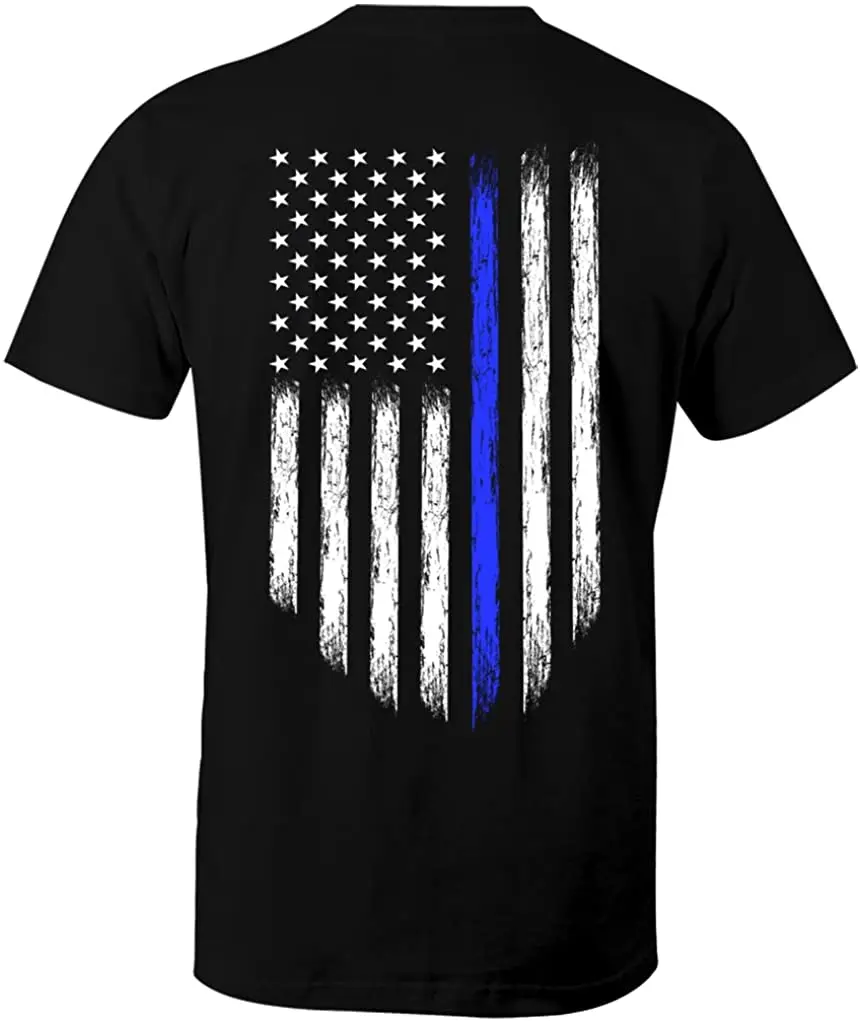 

Blue Line American Flag Patriotic Support Police Men's T-Shirt Summer Cotton Short Sleeve O-Neck Unisex T Shirt New S-3XL