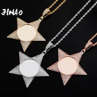 JINAO, новая подвеска в виде звезды, фотография, пентаграмма, медаль, циркониевый в виде льда кулон, Мужская хип-хоп мода ювелирные изделия