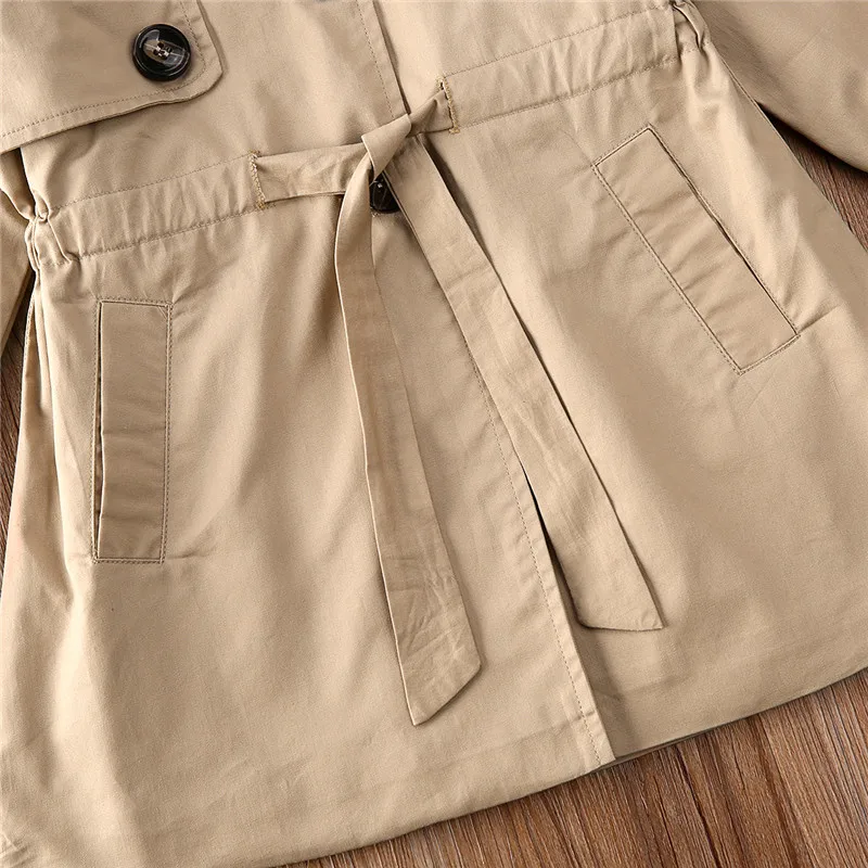 1-7T Kids Baby Girl Trench Coats Khaki Wind Coat Jackets For Girls Belted Overcoat Snowsuit Formal Outwear | Мать и ребенок