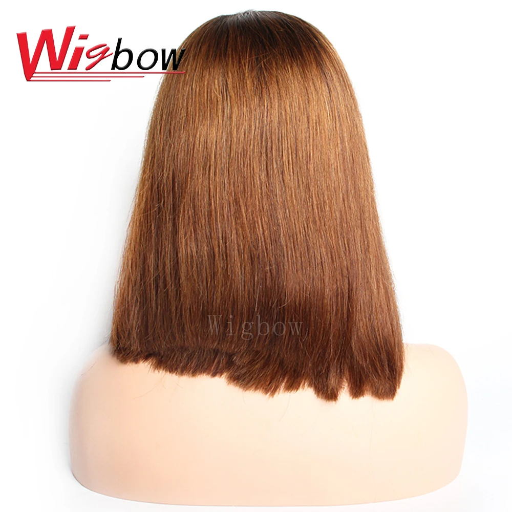 Wigbow OneCut волосы перуанские прямые короткие кружевные передние парики 1B 30 цвет