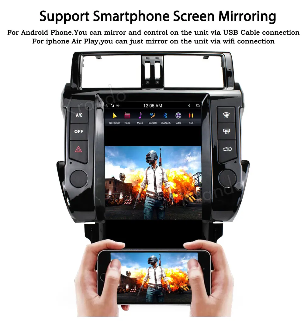 Krando Android 8,1 13," вертикальный экран Автомобильный Радио плеер gps для Toyota Prado 150 2010-2013 gps навигация Мультимедийная система