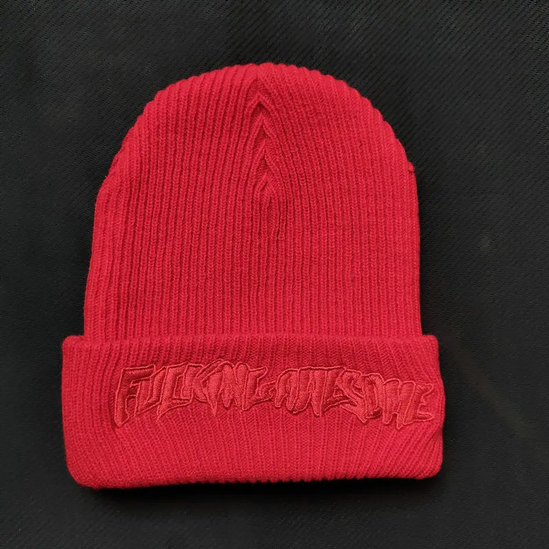Fxxking Awesome Beanie Winter Hats For Women Ladies Men Acrylic Cap Billie Eilish Bonnet Autumn Knitted Hip hop Embroidery Skull