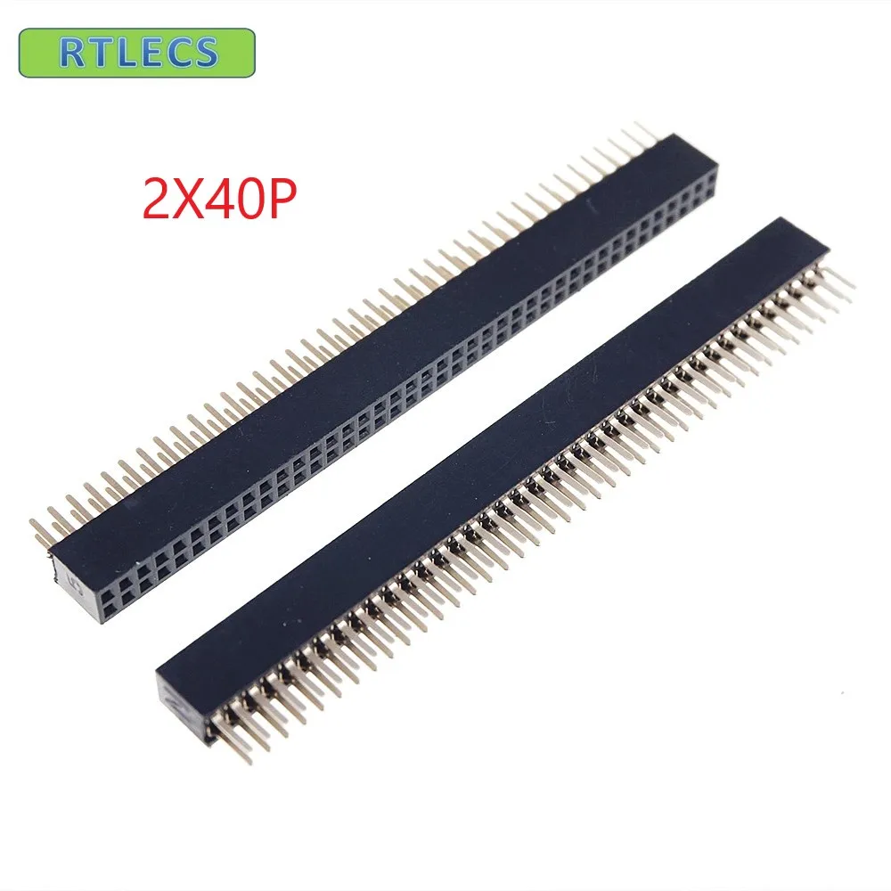 

100pcs 2x40 P 80 pin 1.27mm Pitch Pin Header Female dual row straight through hole DIP Rohs Lead free